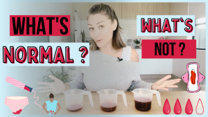 a woman with three different measurements of blood loss, asking what is normal blood loss and what is not normal blood loss as this is a part of what is a normal healthy period